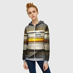 Толстовка на молнии женская Nissan sport avto metal, цвет: 3D-меланж — фото 2