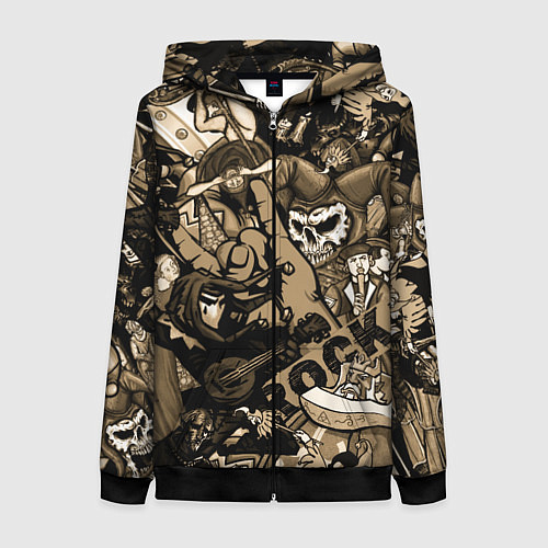 Женская толстовка на молнии Король и шут средневековья играют рок / 3D-Черный – фото 1