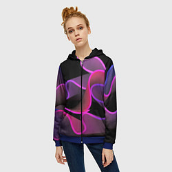 Толстовка на молнии женская Линейная геометрия, цвет: 3D-синий — фото 2
