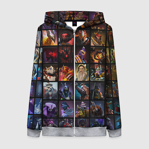 Женская толстовка на молнии Dota 2 - все персонажи / 3D-Меланж – фото 1