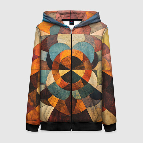 Женская толстовка на молнии Винтажная мозайка / 3D-Черный – фото 1