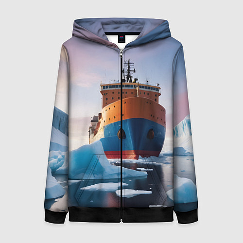 Женская толстовка на молнии Северный морской путь / 3D-Черный – фото 1