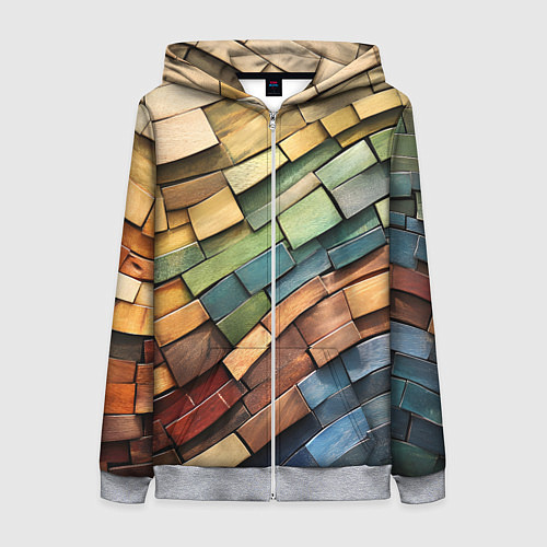 Женская толстовка на молнии Волнистая мозаика / 3D-Меланж – фото 1