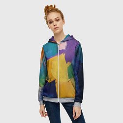 Толстовка на молнии женская Мазки красок, цвет: 3D-меланж — фото 2