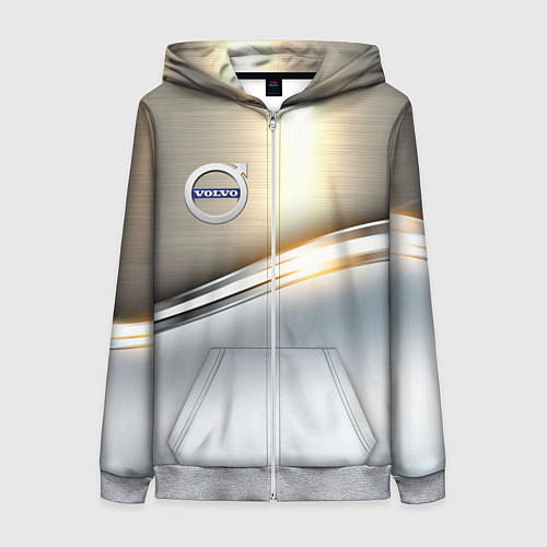 Женская толстовка на молнии Volvo жёлтый метал / 3D-Меланж – фото 1