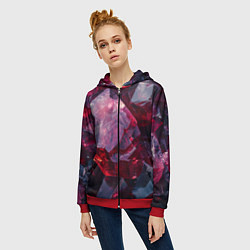 Толстовка на молнии женская Драгоценный минерал, цвет: 3D-красный — фото 2