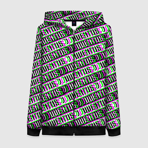 Женская толстовка на молнии Juventus glitch pattern / 3D-Черный – фото 1