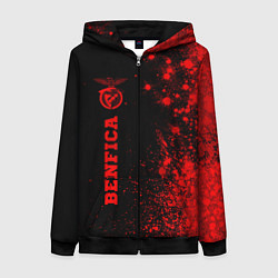 Толстовка на молнии женская Benfica - red gradient по-вертикали, цвет: 3D-черный