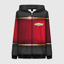 Толстовка на молнии женская Chevrolet metal auto, цвет: 3D-черный