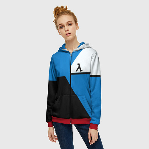 Женская толстовка на молнии Half life geometry steel valve / 3D-Красный – фото 3