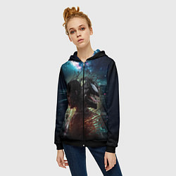Толстовка на молнии женская Веном и Эдди, цвет: 3D-черный — фото 2