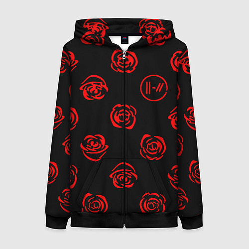 Женская толстовка на молнии Twenty one pilots rose pattern / 3D-Черный – фото 1