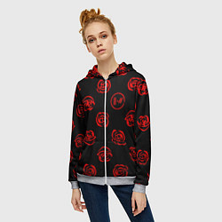 Толстовка на молнии женская Twenty one pilots rose pattern, цвет: 3D-меланж — фото 2