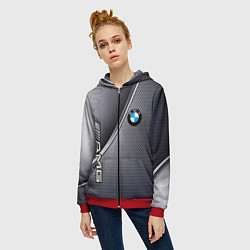 Толстовка на молнии женская BMW metalic auto metal, цвет: 3D-красный — фото 2