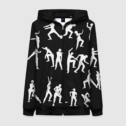 Женская толстовка на молнии Silhouettes of moving people / 3D-Черный – фото 1