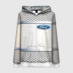 Толстовка на молнии женская FORD metal steel auto, цвет: 3D-белый