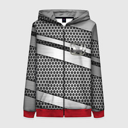 Толстовка на молнии женская Honda metal steel, цвет: 3D-красный