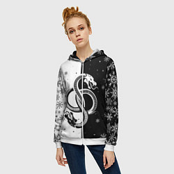 Толстовка на молнии женская Инь янь - змеи, цвет: 3D-белый — фото 2