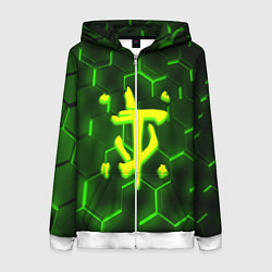 Толстовка на молнии женская Doom кислотная броня, цвет: 3D-белый