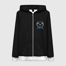 Толстовка на молнии женская Mazda logo auto, цвет: 3D-белый
