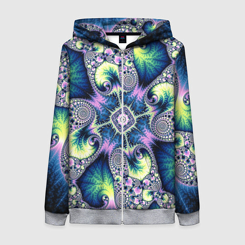 Женская толстовка на молнии Оптический фрактал абстрактные узоры / 3D-Меланж – фото 1