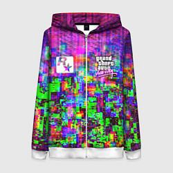 Толстовка на молнии женская Vice city glitch game, цвет: 3D-белый