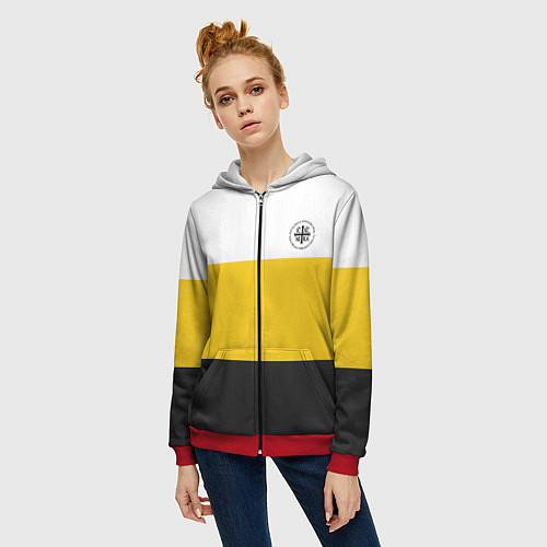 Женская толстовка на молнии Когда была свободна Русь - НИКА / 3D-Красный – фото 3