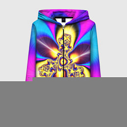 Женская толстовка на молнии Фрактальный неоновый узор абстракция