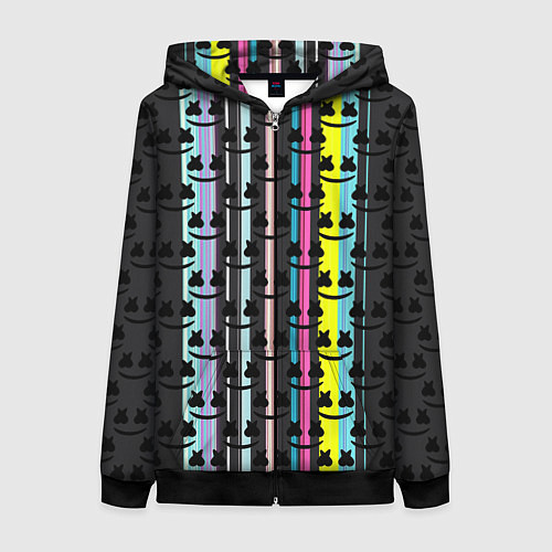 Женская толстовка на молнии Marshmello dj pattern line / 3D-Черный – фото 1