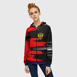 Толстовка на молнии женская Россия полосы краски, цвет: 3D-синий — фото 2