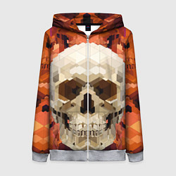 Толстовка на молнии женская Смеющийся череп паттерн, цвет: 3D-меланж