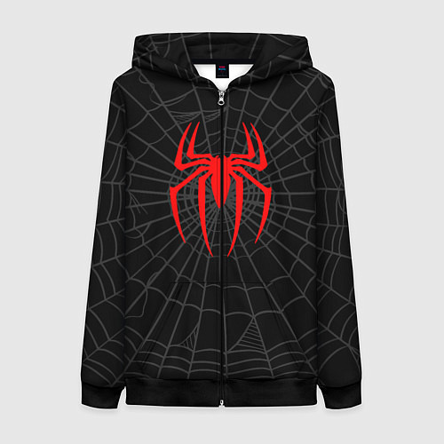 Женская толстовка на молнии Логотип паука на фоне паутины косплей костюм Морал / 3D-Черный – фото 1