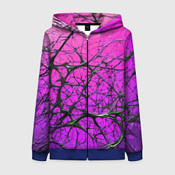 Женская толстовка на молнии Чёрные волокна и фиолетовый градиент абстракция