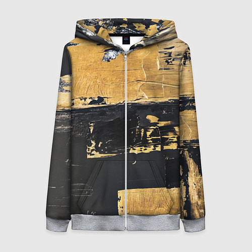 Женская толстовка на молнии Абстракция черная и коричневая краска / 3D-Меланж – фото 1