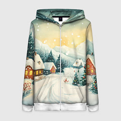 Женская толстовка на молнии Праздничная деревушка