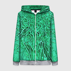 Толстовка на молнии женская Зелёный симбионт абстракция, цвет: 3D-меланж