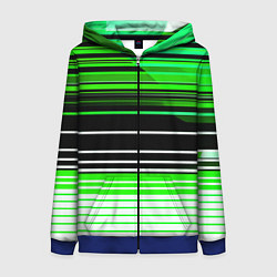Толстовка на молнии женская Разноцветные вертикальные линии, цвет: 3D-синий