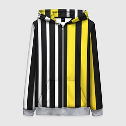 Женская толстовка на молнии Вертикальные полосы триколор жёлтый
