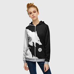 Толстовка на молнии женская Волки Одина с воинской символикой, цвет: 3D-меланж — фото 2