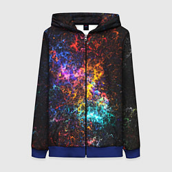 Толстовка на молнии женская Космические краски текстура, цвет: 3D-синий