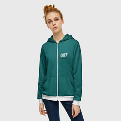Толстовка на молнии женская Игрок 007 - Игра в кальмара, цвет: 3D-белый — фото 2