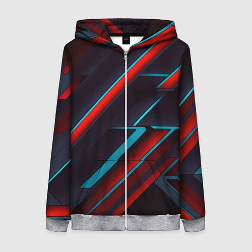 Женская толстовка на молнии Абстракция из линий / 3D-Меланж – фото 1