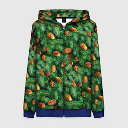 Женская толстовка на молнии Ёлка зелёная с шишками