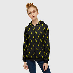 Толстовка на молнии женская Молнии Флеша, цвет: 3D-черный — фото 2