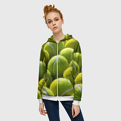 Толстовка на молнии женская Теннисные мячи, цвет: 3D-белый — фото 2