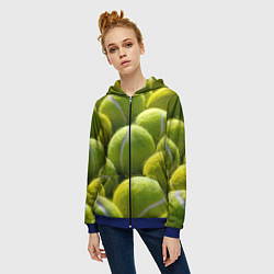 Толстовка на молнии женская Теннисные мячи, цвет: 3D-синий — фото 2