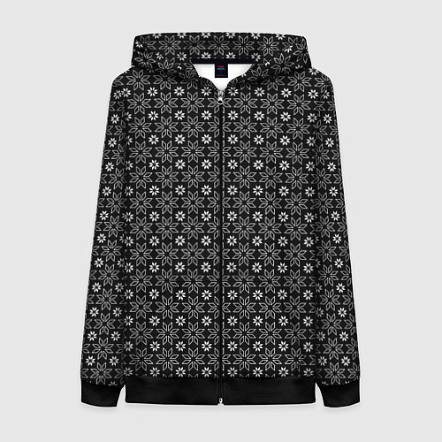 Женская толстовка на молнии Белые звёзды на чёрном фоне / 3D-Черный – фото 1