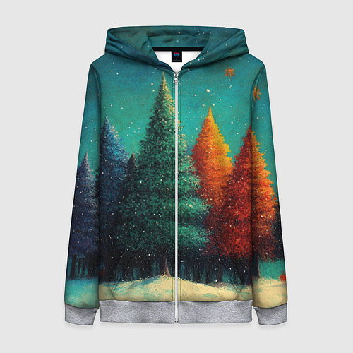Женская толстовка на молнии Разноцветные елочки / 3D-Меланж – фото 1