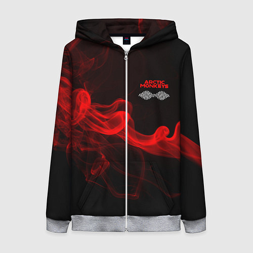 Женская толстовка на молнии Arctic Monkeys - красный дым / 3D-Меланж – фото 1