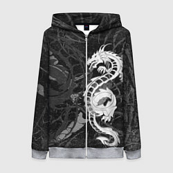 Женская толстовка на молнии Белый трайбл дракон